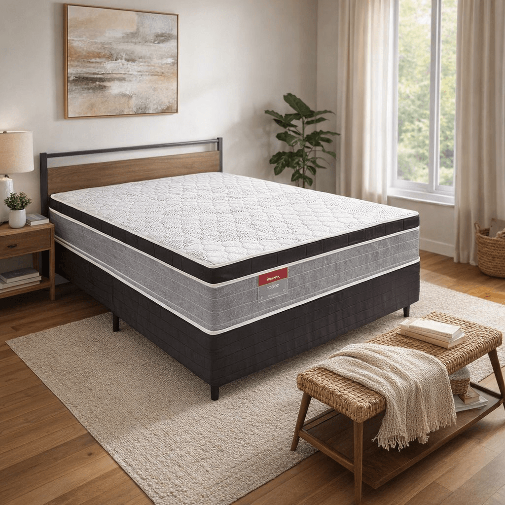 Cama Box Casal Conjugada Rosen Molas Bonel Cinza 138x188x64 cm Reconflex, , large image number 2